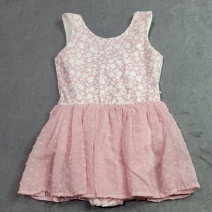Caden Lane Pink Floral Swiss Dot Tutu Dress Bodysuit Kids Size 5/6 23400708